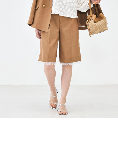 《セットアップ対応》ウォッシャブルハイスペック麻調2WAYハーフパンツ