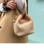 【LORISTELLA/ロリステッラ】キューブワンハンドル雑材コンビバッグ