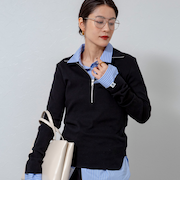 【MAQWEL/マクウェル】COTTON RIBハーフジッププルオーバー