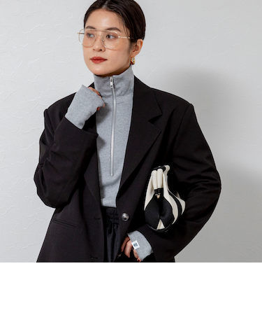 【MAQWEL/マクウェル】COTTON RIBハーフジッププルオーバー