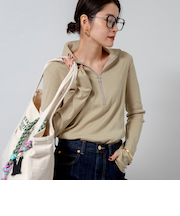 【MAQWEL/マクウェル】COTTON RIBハーフジッププルオーバー