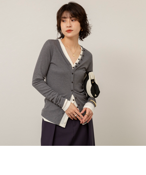 【MAQWEL/マクウェル】ウォッシャブルリブカーディガン