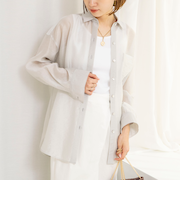 ウォッシャブルセルロースシルクシアーシャツ