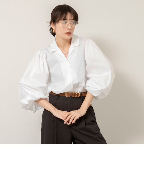 【MAQWEL/マクウェル】ボリュームスリーブ開襟シャツ