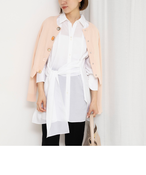 ウォッシャブルウエストリボン2WAYロングシャツ