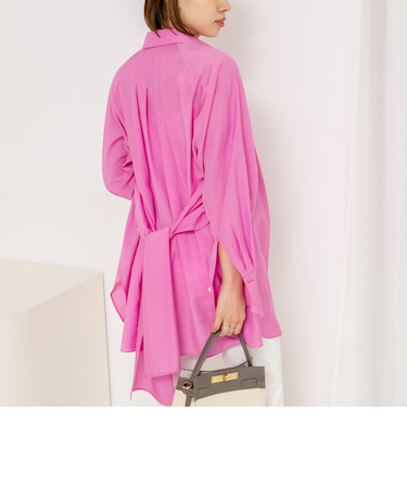 ウォッシャブルウエストリボン2WAYロングシャツ