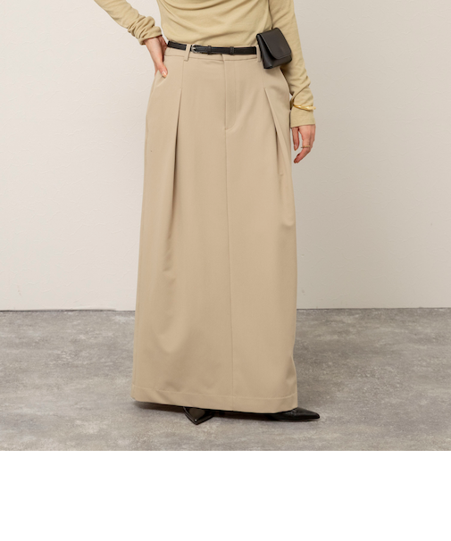 【MAQWEL/マクウェル】タックロングスカート
