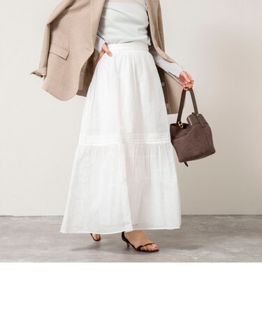 【MARILYN MOON】sheer starched cotton lace tieredスカート