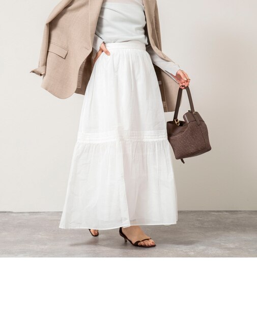 【MARILYN MOON】sheer starched cotton lace tieredスカート