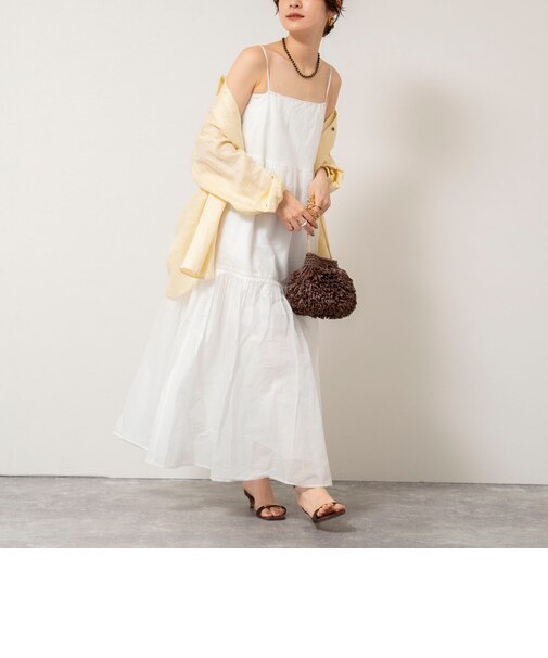 【MARILYN MOON/マリリーンムーン】sheer starched cotton lace tieredワンピース