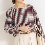 【nolnol/ノルノル】ウォッシャブルシルケットボーダーショートT