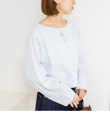 【nolnol/ノルノル】ウォッシャブルシルケットボーダーショートT