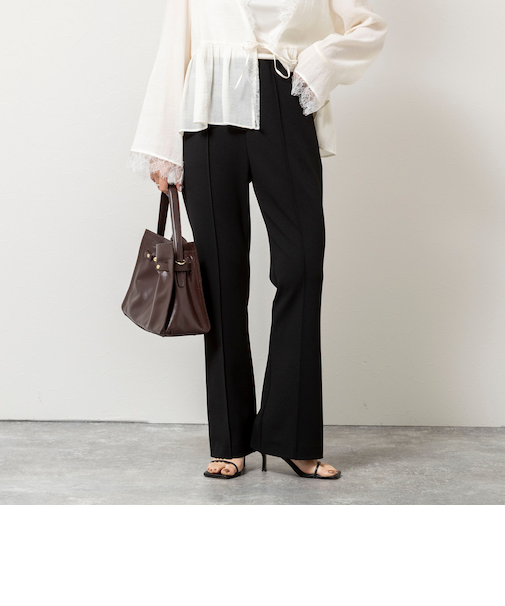 ウォッシャブルカットジョーゼットスリットパンツ