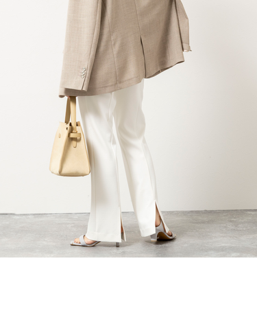 ウォッシャブルカットジョーゼットスリットパンツ