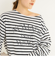 【WEB限定】ウォッシャブルボーダープリントロンTee