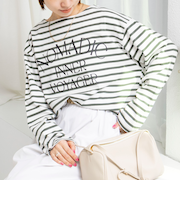 【WEB限定】ウォッシャブルボーダープリントロンTee