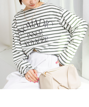 【WEB限定】ウォッシャブルボーダープリントロンTee