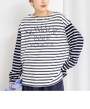 【WEB限定】ウォッシャブルボーダープリントロンTee