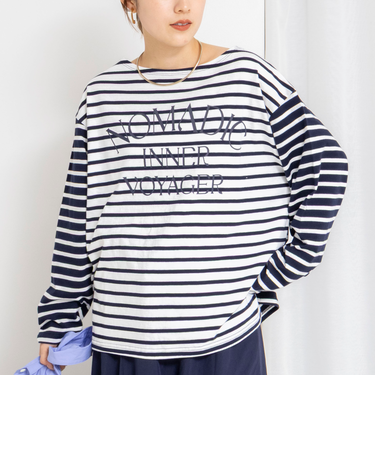 【WEB限定】ウォッシャブルボーダープリントロンTee