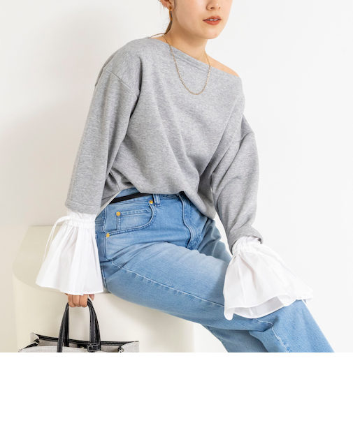 【WEB限定】ウォッシャブルシャツスリーブスウェットプルオーバー