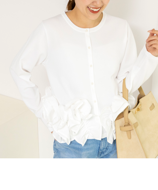 【WEB限定】ウォッシャブルフラワーモチーフカーディガン