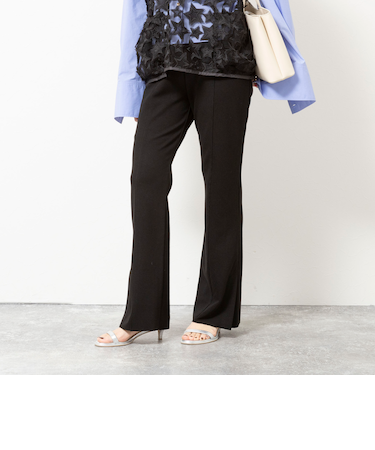 【WEB限定】ウォッシャブルソフトリブフレアパンツ