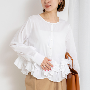 【WEB限定】ウォッシャブルペプラムフリル2WAYブラウス