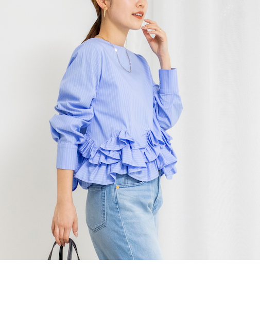 【WEB限定】ウォッシャブルペプラムフリル2WAYブラウス