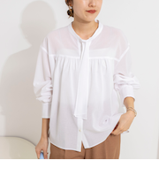 ウォッシャブル100/2ガスボイルボウタイブラウス