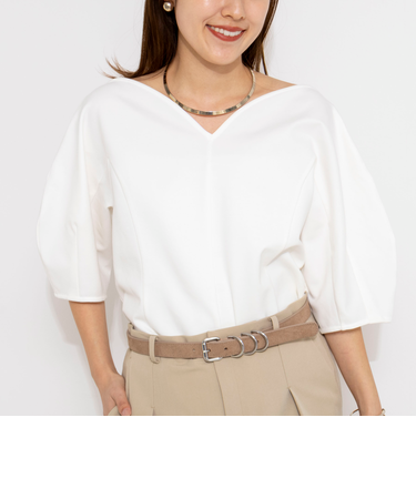 【WEB限定】ウォッシャブルハートネックカットソー