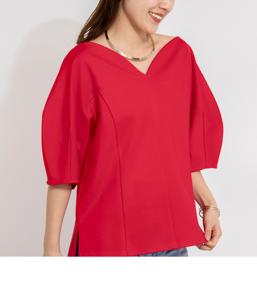 【WEB限定】ウォッシャブルハートネックカットソー