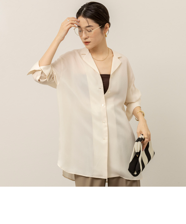 《セットアップ対応》【MAQWEL/マクウェル】ウォッシャブルサテンシャツ