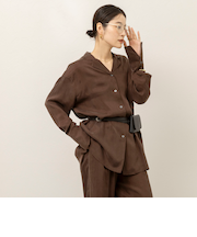 《セットアップ対応》【MAQWEL/マクウェル】ウォッシャブルサテンシャツ