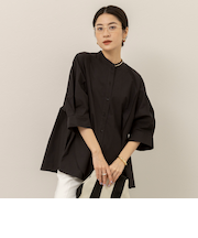 【MAQWEL/マクウェル】ウォッシャブルバンドカラーラグランシャツ