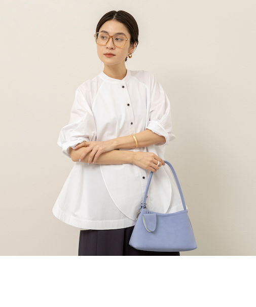 【MAQWEL/マクウェル】ウォッシャブルバンドカラーラグランシャツ