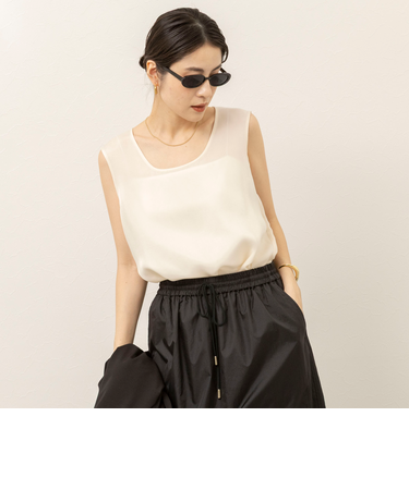 《セットアップ対応》【MAQWEL/マクウェル】ウォッシャブルサテンノースリーブ