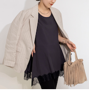 【WEB限定】ウォッシャブルヘムレースサテンタンク