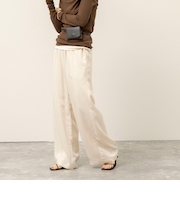 《セットアップ対応》【MAQWEL/マクウェル】ウォッシャブルサテンパンツ