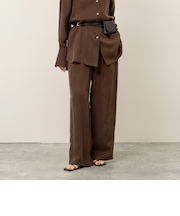 《セットアップ対応》【MAQWEL/マクウェル】ウォッシャブルサテンパンツ