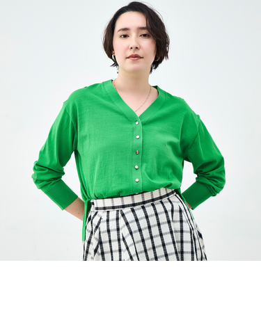 【一部WEB限定カラー】《手洗い可能》エアリータッチゆったりVネックカーディガン