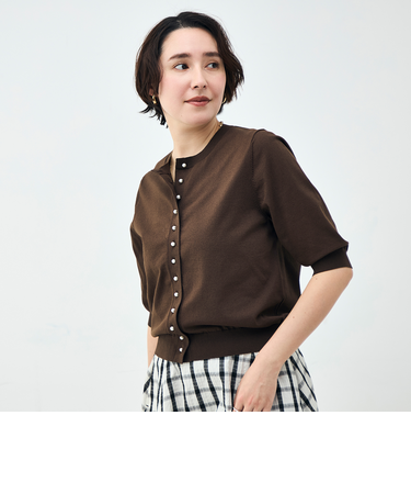 《手洗い可能》コットンテックス6分袖カーディガン