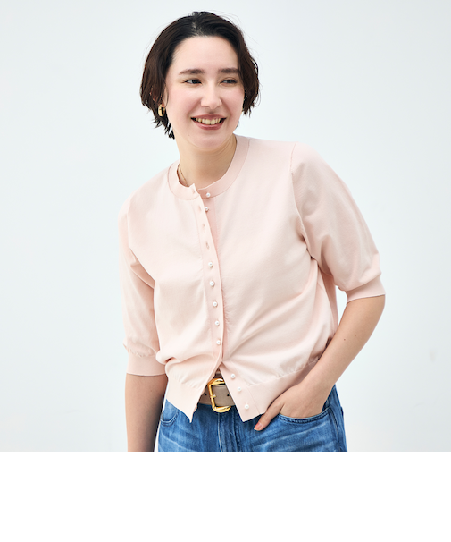 《手洗い可能》コットンテックス6分袖カーディガン