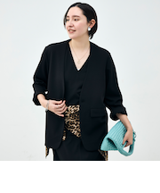 ウォッシャブルノーカラージャケットジョーゼットダンボール