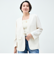 ウォッシャブルノーカラージャケットジョーゼットダンボール