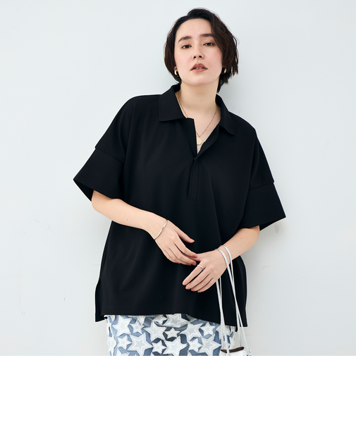 ウォッシャブルョーポロ襟ハーフスリーブジゼットダンボール