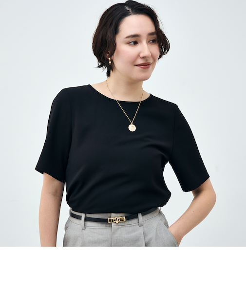 ウォッシャブルダブルクロスＴブラウス