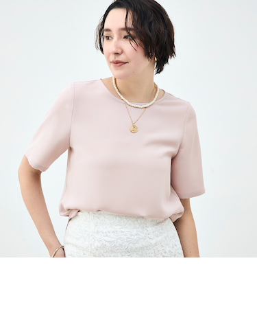 ウォッシャブルダブルクロスＴブラウス