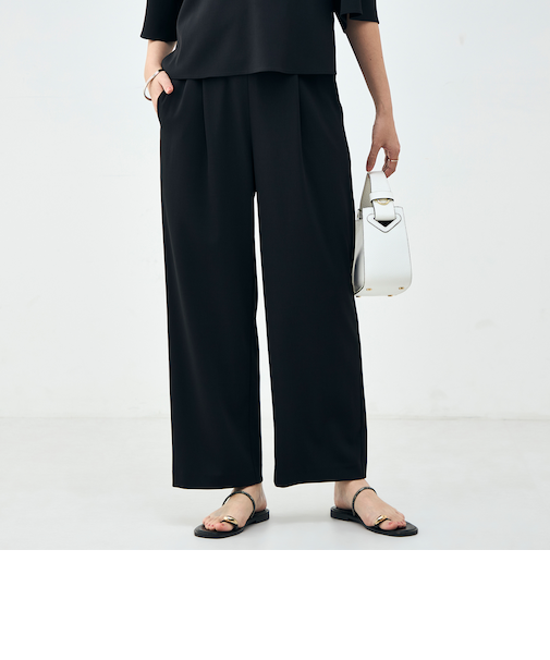 《セットアップ対応》ウォッシャブルイージーツイルセミワイドパンツ