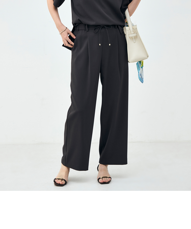 《セットアップ対応》ウォッシャブルイージーツイルセミワイドパンツ