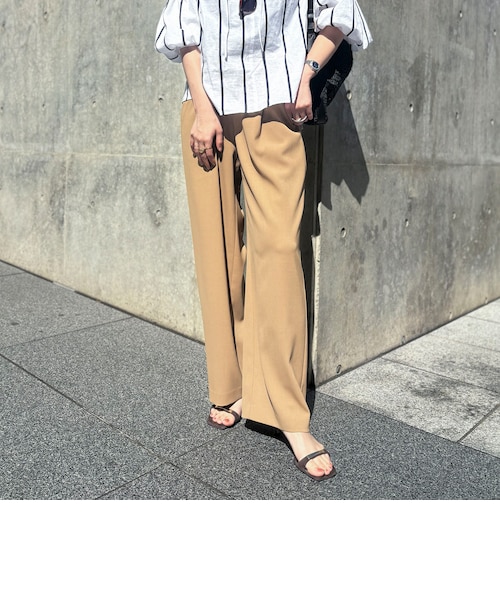 セットアップ対応》ウォッシャブルイージーツイルセミワイドパンツ